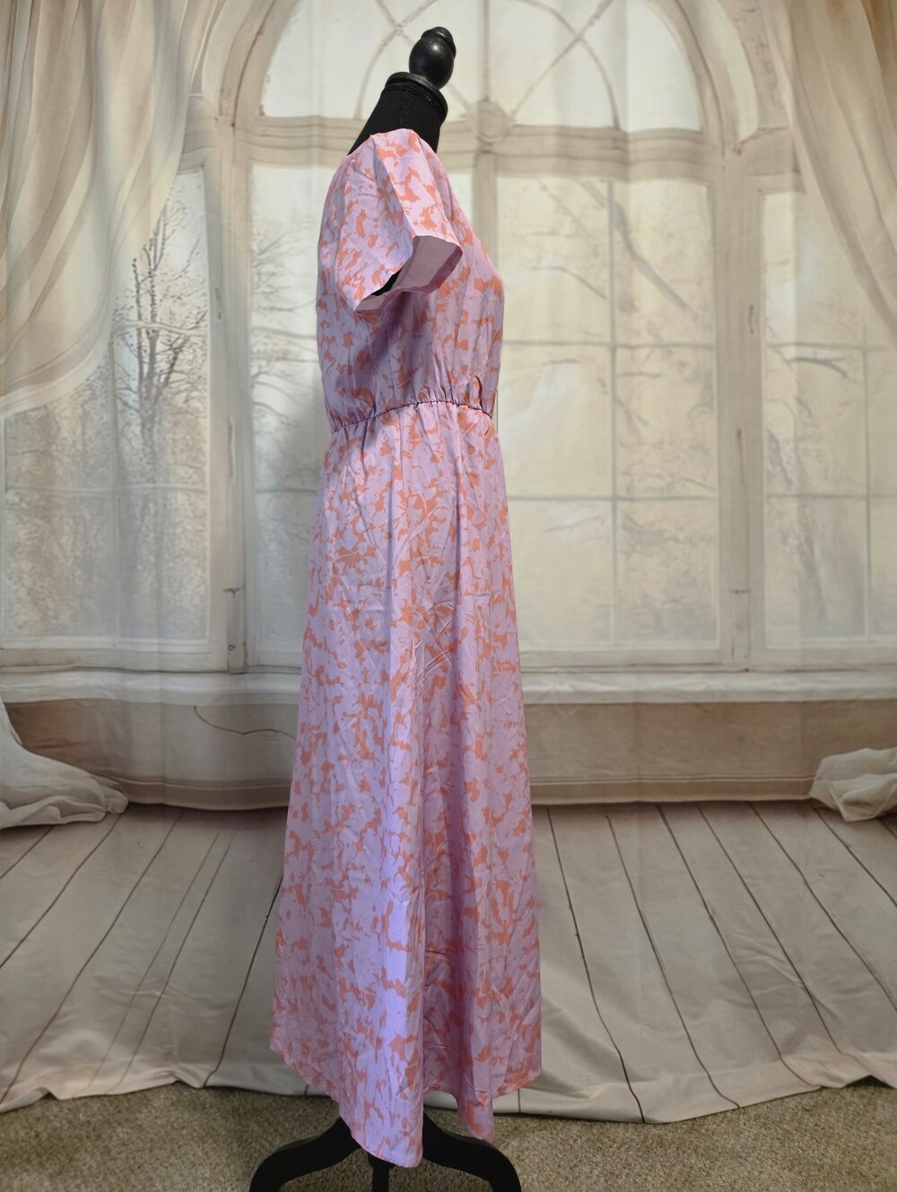 Wrap-Style Pink Floral Maxi Dress - Picture 2 of 5